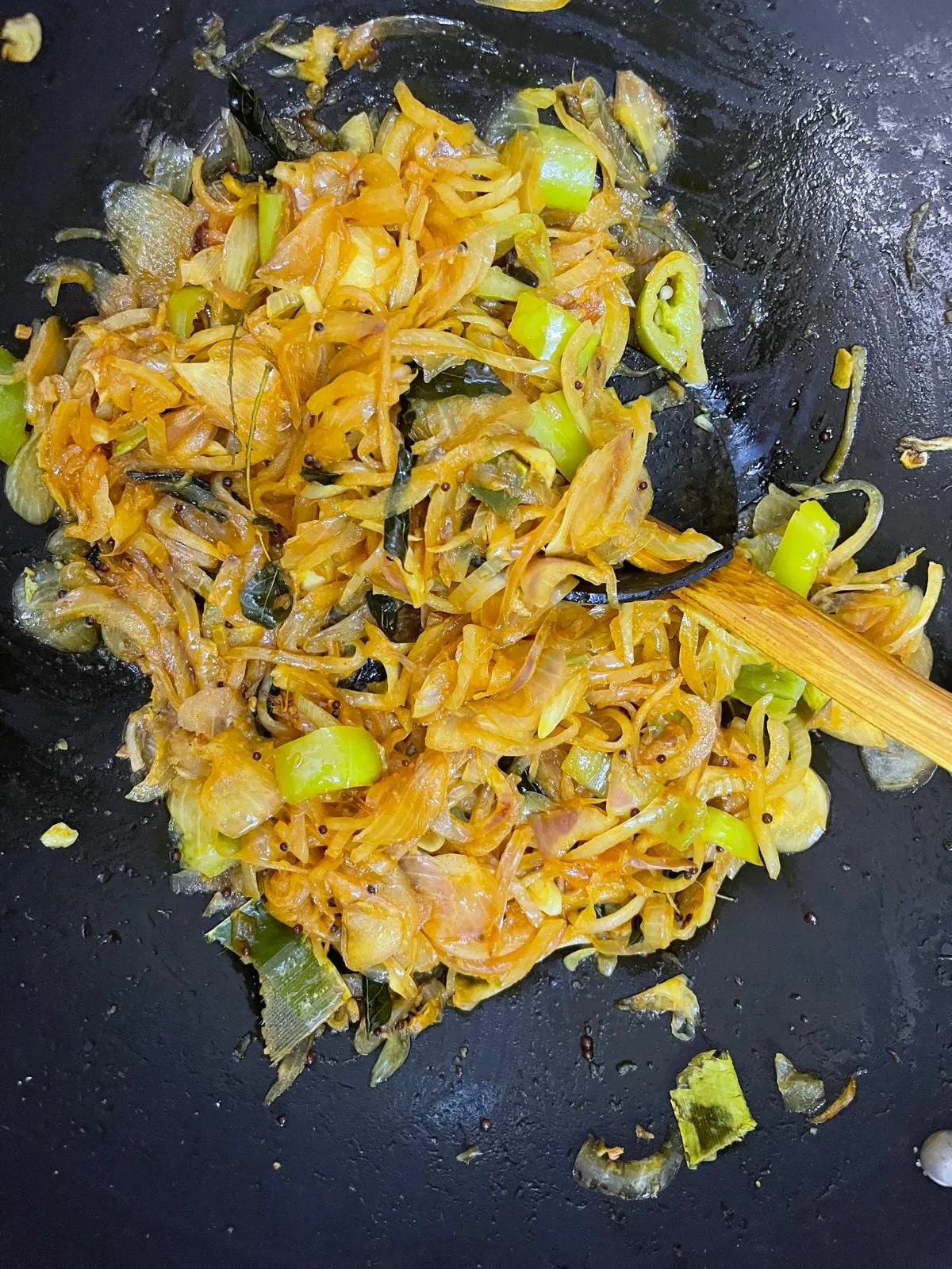 Step 7: Sauté for about 5 minutes, until the onions become very soft and translucent. Lower the he